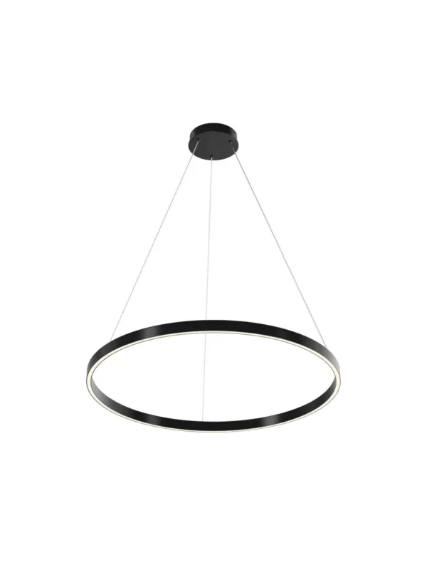 Zamów dziś Minimalistyczny czarny żyrandol Rim LED do salonu - świetlny pierścień 80 cm, CCT 3000/4000K