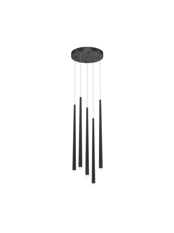 Darmowy zwrot Lampa wisząca Cascade LED - czarne tuby z kulką, kaskada 5 punktów, 2600K/3500K