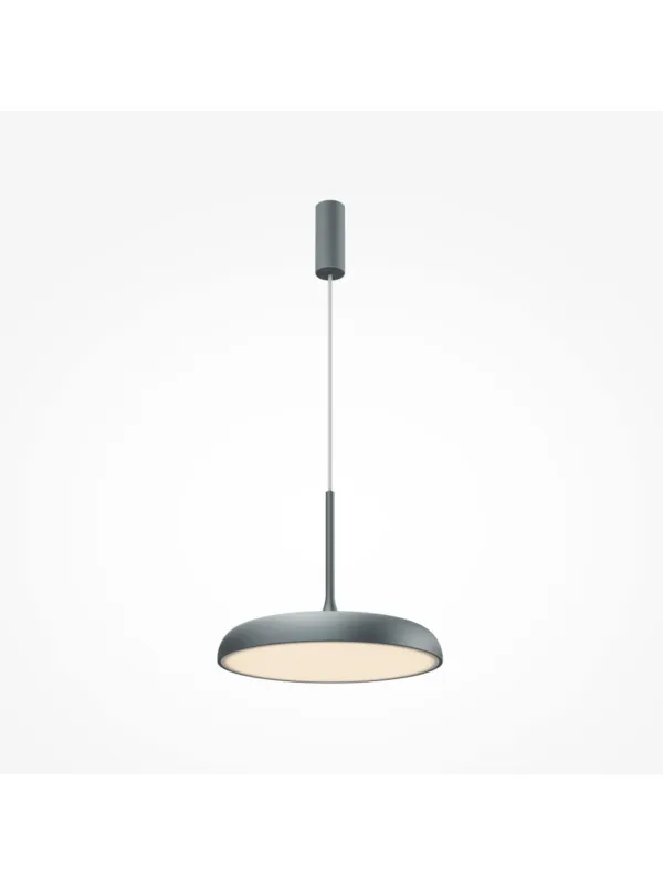 Minimalistyczna szara lampa wisząca Gerhard LED 3000K - płaski metalowy klosz dyskowy 1400 lm Bezpieczne zakupy