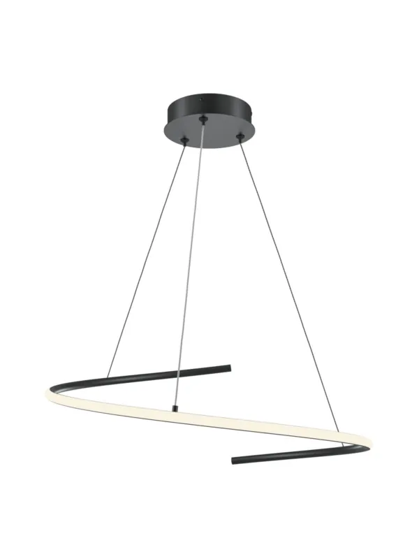 Bezpieczne zakupy Nowoczesna czarna lampa wisząca Curve LED nad stół – świetlna wstęga 60 cm CCT 3000/4000K