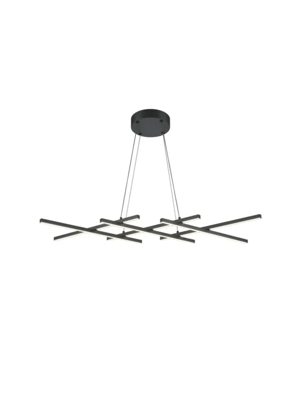 Geometryczny żyrandol wiszący Halo LED w czerni - krzyżowe ramiona świetlne CCT 3000/4000K Bezpieczna płatność