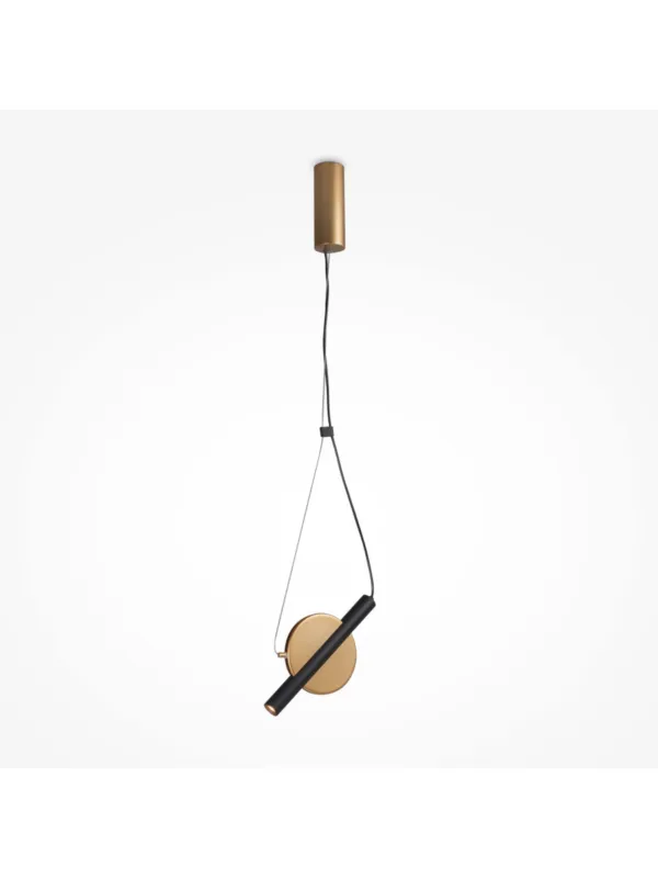 Designerska lampa wisząca Enigma LED mosiądz i czerń - rzeźbiarski dysk z tubą, 3000K Ostatnia szansa