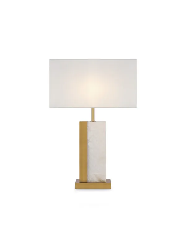Designerska lampa stołowa Bianco do salonu - kamienna podstawa i mosiądz 1xE27 Obniżka ceny