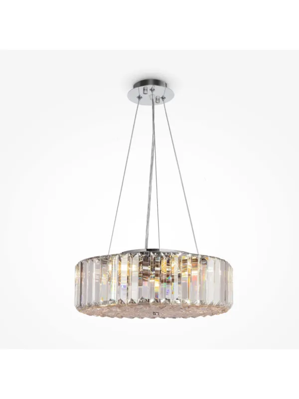 Glamour żyrandol Recinto do salonu 6xE27 chrom - kryształowy pierścień 40 cm, pryzmaty Szybka wysyłka