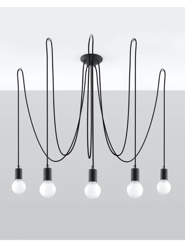 Lampa pająk EDISON 5 ramion czarna loftowa Dodaj do koszyka