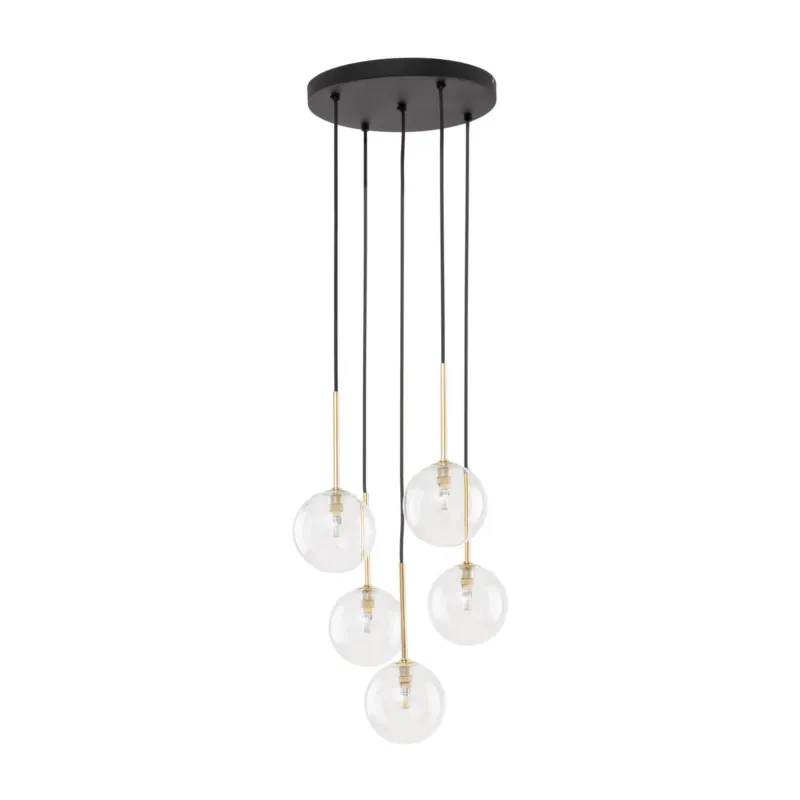 Lampa wisząca z 5 kloszami i czarno-złotymi elementami do jadalni NILOS 5xG9 5943 TK Lighting Cena promocyjna