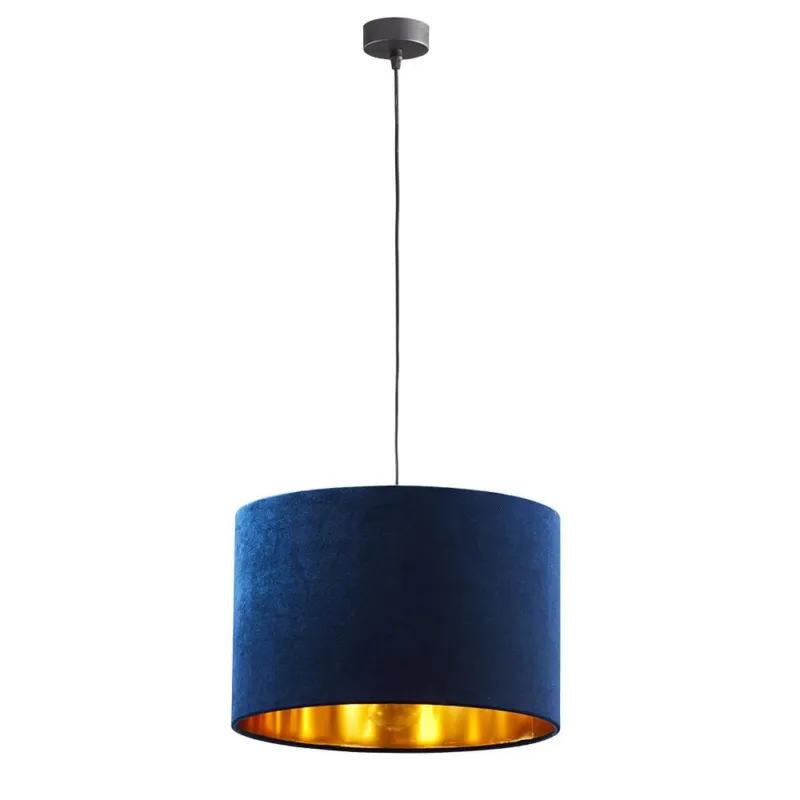 Lampa wisząca z abażurem o intensywnym, granatowym kolorze oraz złotym wnętrzu Ø38cm do salonu TERCINO BLUE 6172 1xE27 TK Lighting Rabat