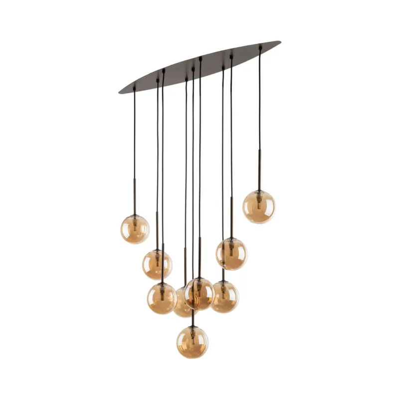 Ostatnie sztuki Lampa wisząca z brązowymi elementami i bursztynowymi kloszami ESTERA 6149 9xG9 TK Lighting