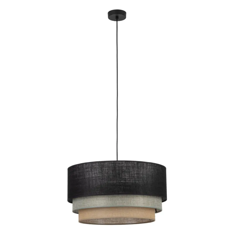 Szybka dostawa Lampa wisząca z potrójnym, kolorowym abażurem z juty i tkaniny do jadalni lub sypialni 1xE27 TRIO MIX 10902 TK Lighting