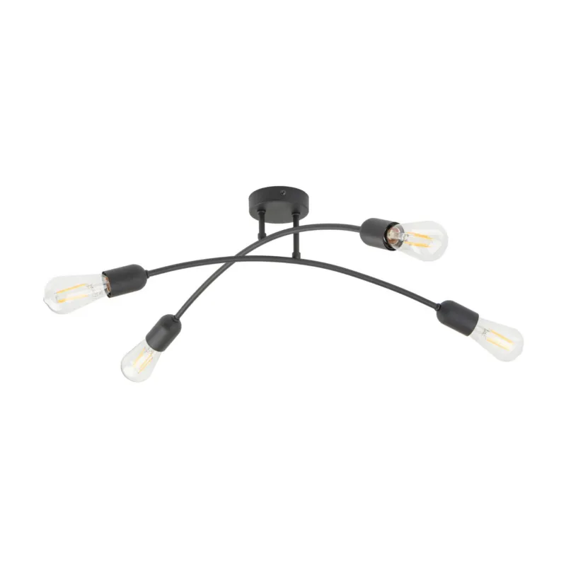 Nowoczesna, czarna lampa sufitowa bez kloszy, z odsłoniętymi żarówkami HELIX BLACK 4687 4xE27 TK Lighting Hit sprzedaży