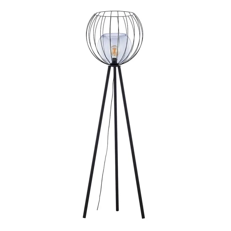 Nowoczesna lampa podłogowa na trójnogu, podwójny klosz - szklany i druciany 1xE27 UNIVERSO 5057 TK Lighting Tylko dziś
