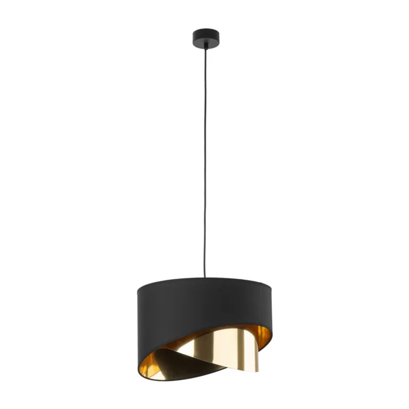 Pojedyncza lampa wisząca z kloszem z tkaniny GRANT czarno złota 4823 TK Lighting Taniej