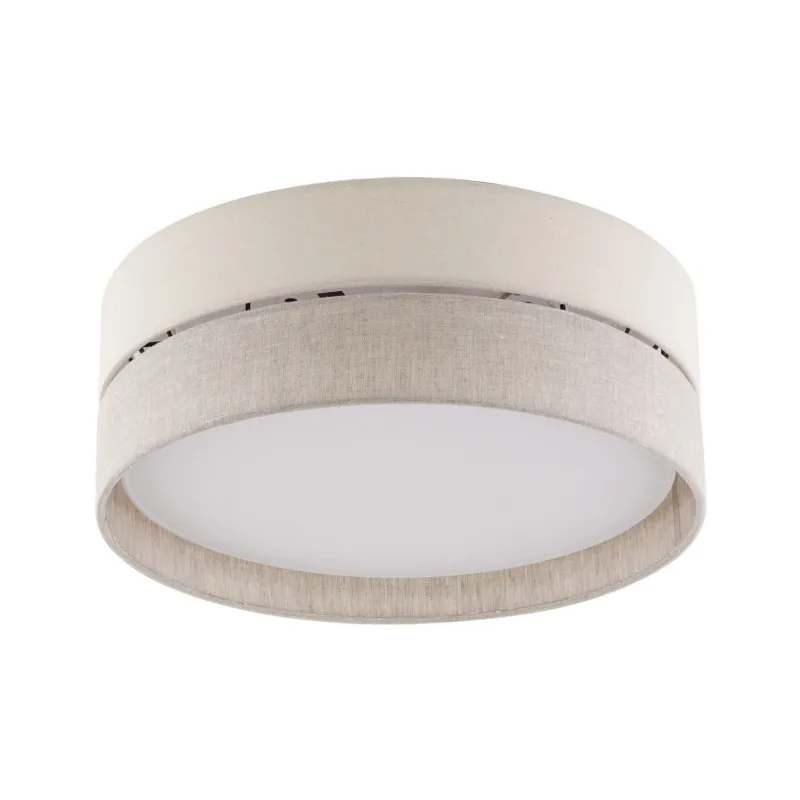 Ekspresowa dostawa Okrągła lampa sufitowa z szaro-beżowym abażurem i białą blendą Ø45cm do salonu ECO 5775 4xE27 TK Lighting
