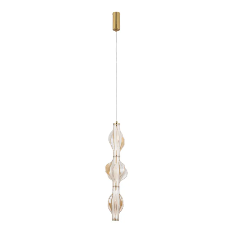Pionowa lampa wisząca z dekoracyjnym kloszem z bursztynowego szkła do salonu ELVA BRASS LED 22W 18214 TK Lighting Niska cena