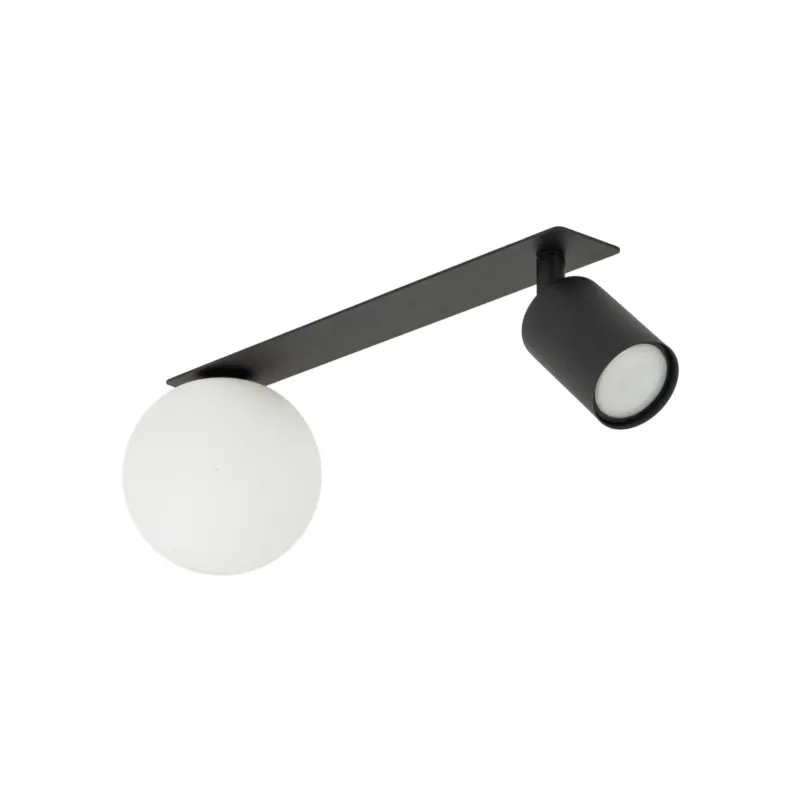 Sufitowa lampa podtynkowa VOX czarna z szklanym kulistym kloszem do sypialni 10927 TK Lighting Hit sprzedaży