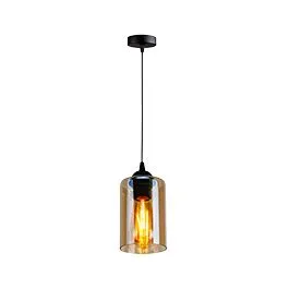 Bistro lampa wisząca czarny 1x40w e27 klosz brązowy Nowość
