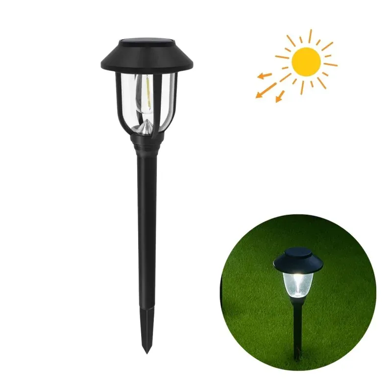 Bezpieczne zakupy Lampka ozdobna ogrodowa Lampa solarna wbijana w ziemię czarna elegancka