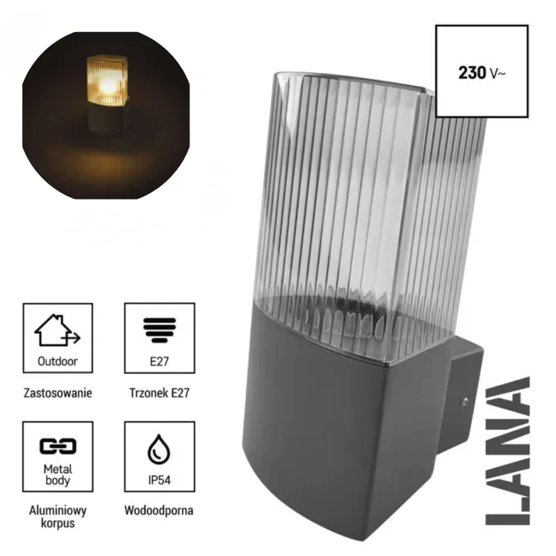 Nie przegap Kinkiet ścienny czarny zewnętrzny Lampa ścienna elewacyjna nowoczesna