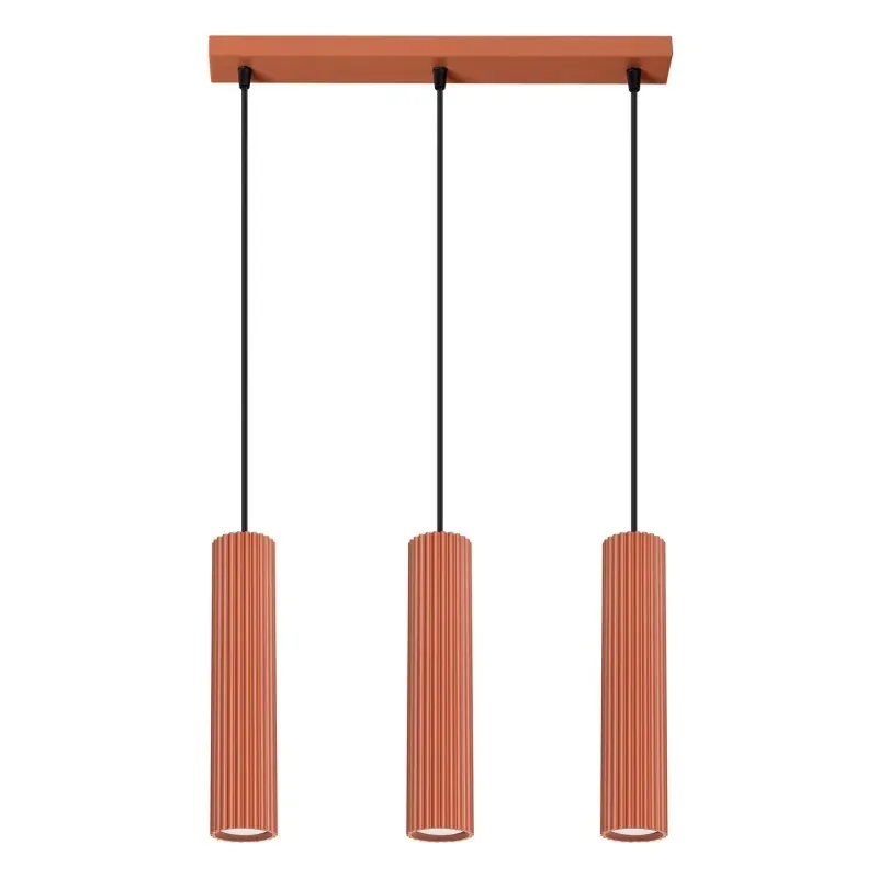 Lampa wisząca 3 tuby sufitowe czerwone GU10 karbowana powierzchnia Obniżka ceny