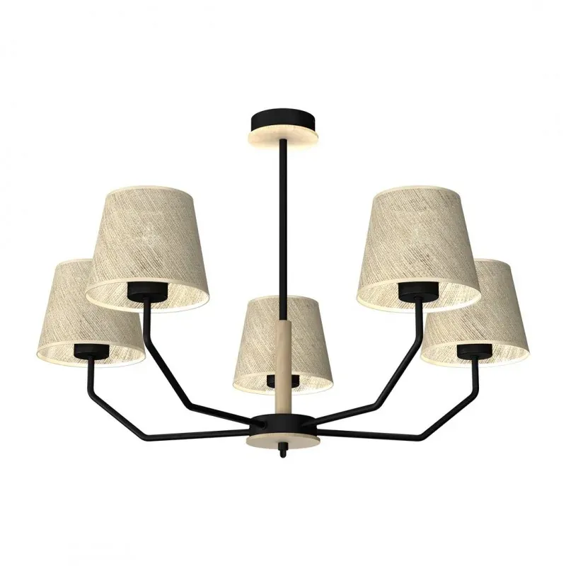 Żyrandol metal + drewno + len o średnicy 65cm 5xE27 ETNA MLP7277 EKO-LIGHT Dostępne od ręki