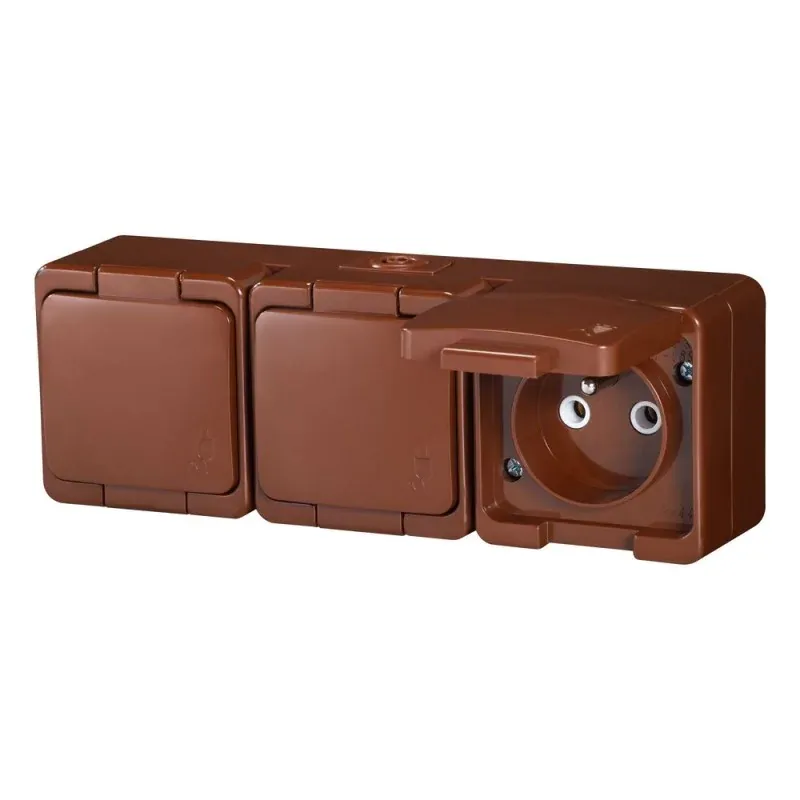 Oferta Gniazdo potrójne hermetyczne z klapką brązowe IP44 NT-316S SMART ABEX