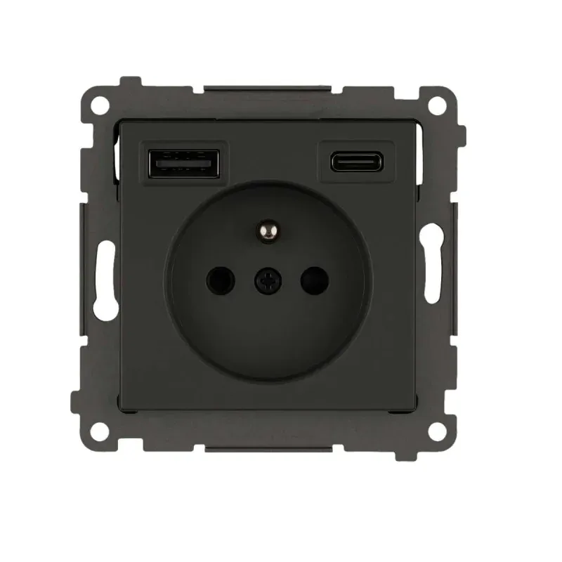 Gniazdko elektryczne z ładowarką USB C i A antracyt DGZ1ZUSB2CA.01/48 KONTAKT Simon 54 Dodaj do koszyka