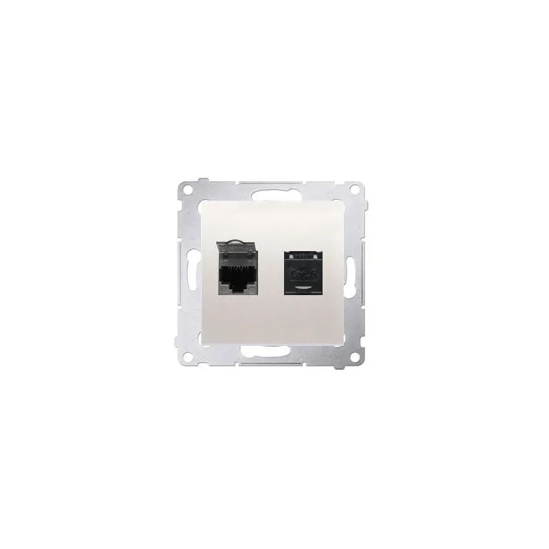Gniazdo komputerowe podwójne RJ45 kategoria 6 z przesłoną przeciwkurzową kremowy D62.01/41 Simon 54 Kontakt-Simon Zamów teraz