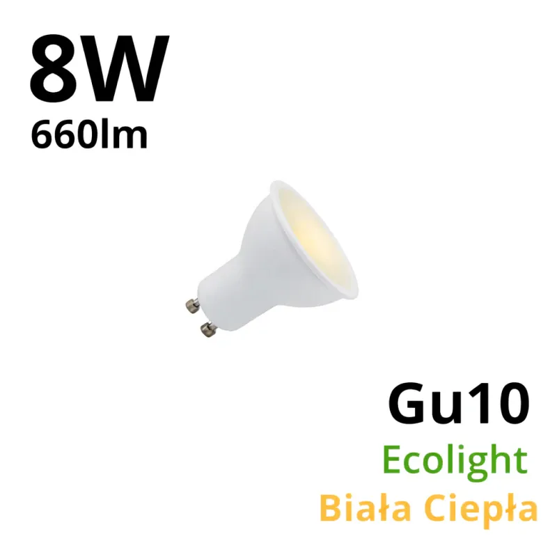 Ostatnia szansa Żarówka Led Ecolight Gu10 8W 660Lm Ecolight - Biała Ciepła