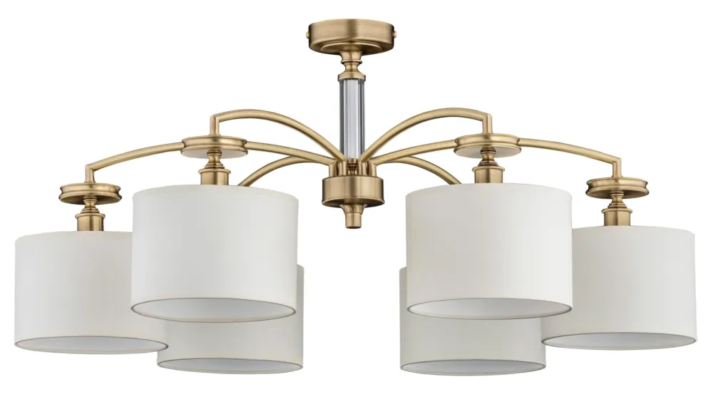 Oferta limitowana Piękny żyrandol ROSSANO z szklanymi detalami i abażurami ROS-PL-6(/A) - Kutek