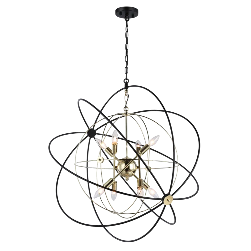 Lampa wisząca metalowa czarno-złota 8-punktowa P08593AU z serii ROXBURY - Cosmo Light Bestseller