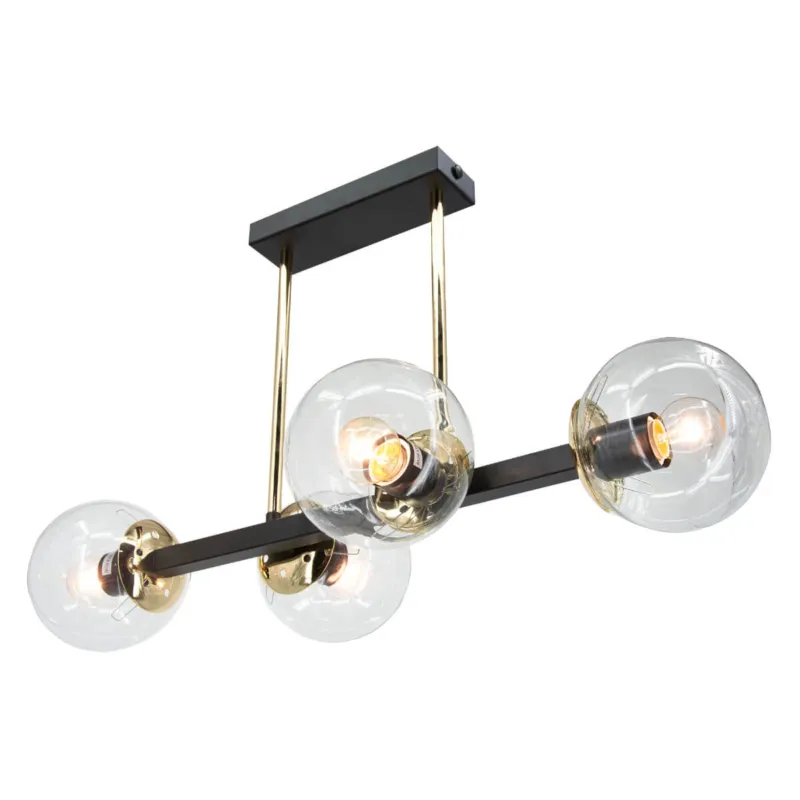 Super okazja Lampa sufitowa czarno-złota 4-punktowa ze szklanymi kulami 3030/4 BL TR z serii Sintra - Lampy Elem
