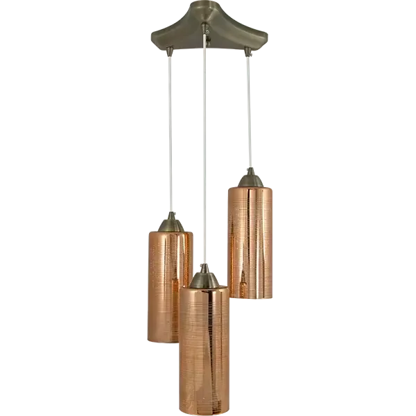 Lampa wisząca 3-punktowa mosiężna ze szklanymi kloszami 1734/3 21QG z serii HALLEY - Lampy Elem Cena promocyjna