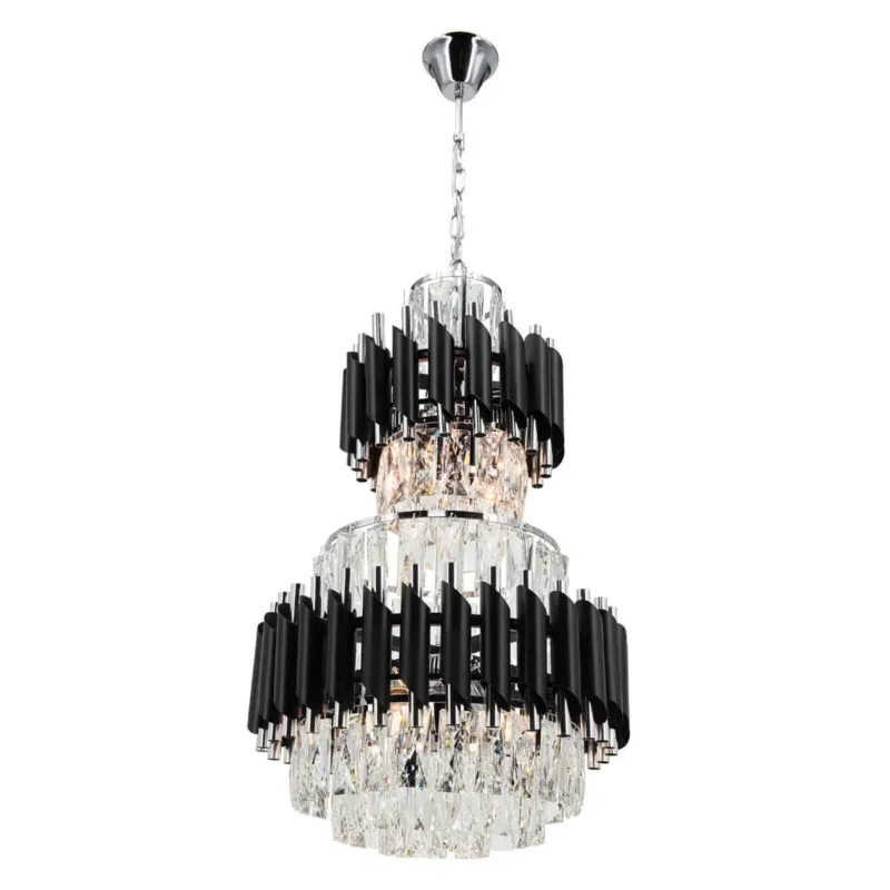Rabat Lampa wisząca czarno-chromowana szklana 6-punktowa 6231/6 8C BL z serii Wersal - Lampy Elem