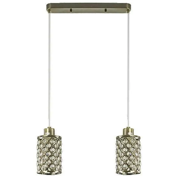 Lampa wisząca mosiężna 2-punktowa z kryształami 6751/2 z serii CAPRI - Lampy Elem Popularny