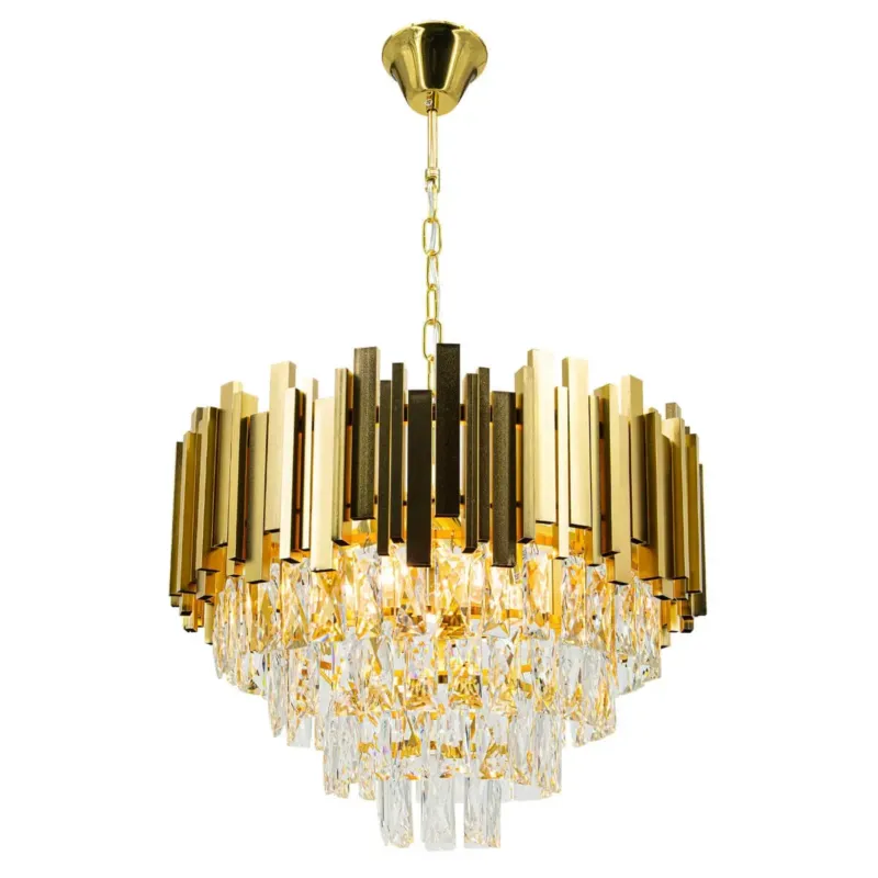 Kup online Lampa wisząca złota metalowa ze szkłem 5-punktowa 6268/5 TR z serii Valetta - Lampy Elem