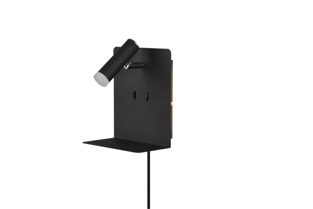 Bestseller Kinkiet nowoczesny 2x3W LED 3000K 2 włączniki + gniazdo ładowania czarny USB ELEMENT 222570232 - Trio