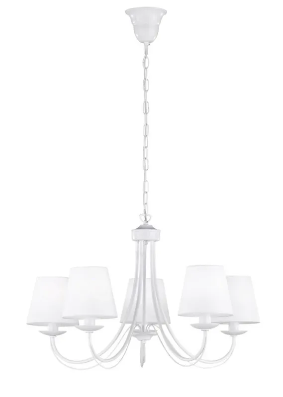 Lampa wisząca klasyczny żyrandol 5 płomienny biały CORTEZ 110600531 - Trio Zniżka