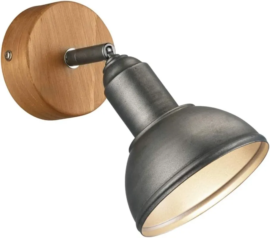 Taniej Kinkiet loft drewno + nikiel matowy antyczny 1xE14 DELHI 803400167 - Trio