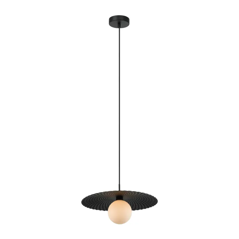 Lampa wisząca czarna metalowa z kulistym kloszem PND-4602-1-XL-BK z serii Malor - Lampy Italux Bezpieczne zakupy