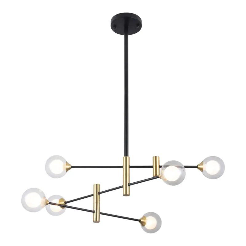 Lampa wisząca metalowa czarno-mosiężna 6-punktowa PND-9148-6 z serii Marino - Lampy Italux Do wyczerpania zapasów