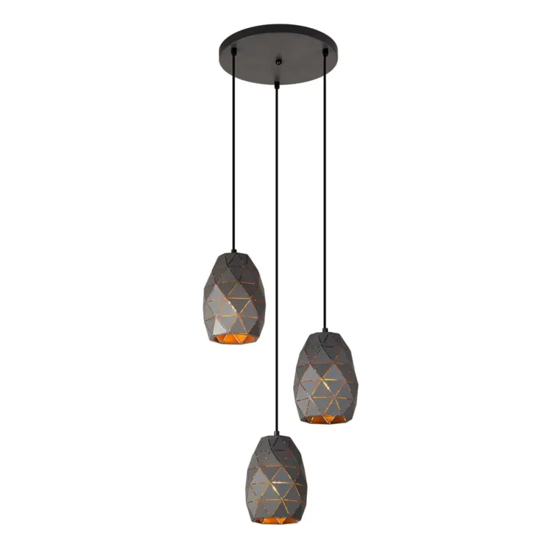 Lampa wisząca metalowa grafitowo-złota 3-punktowa MDM-3480/3A z serii HARLEY - Lampy Italux Ograniczona ilość