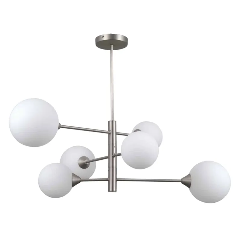 Oferta limitowana Lampa wisząca metalowa srebrna 6-punktowa PND-55342-6-SN z serii Evora - Lampy Italux