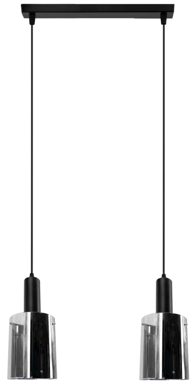 Lampa wisząca czarna metalowa z dwoma szklanymi kloszami 2021/2 BL 8C z serii LARA - Lampy Elem Rabat