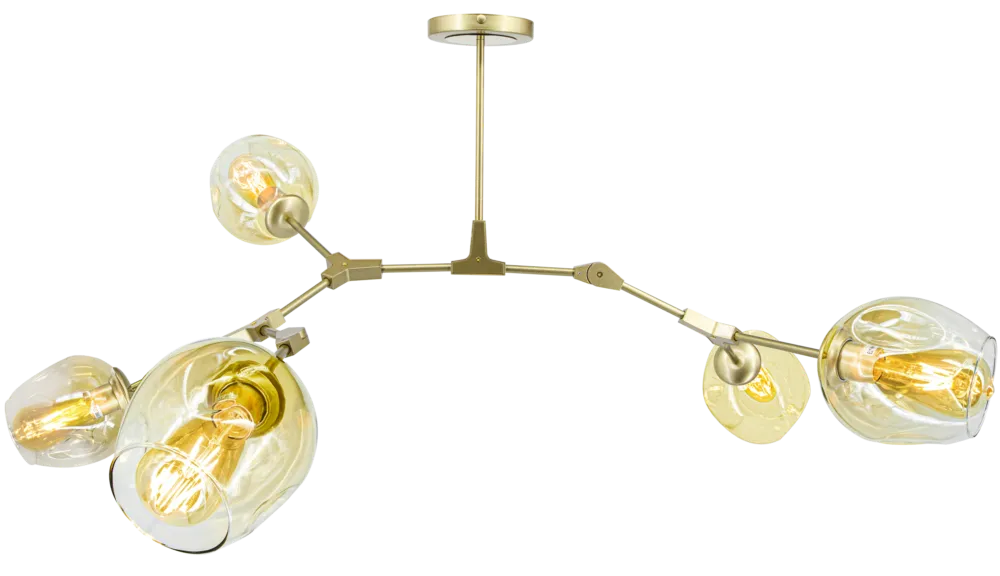 Zniżka Plafon metalowy złoty 5-punktowy 116cm 1962/5 GOLD z serii BOSTON - Lampy Elem
