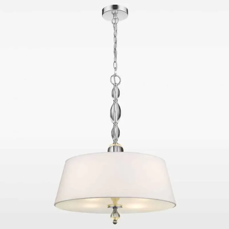 Popularny Lampa wisząca biała z abażurem i kryształami P04981CH-WH z serii CANCUN - Cosmo Light