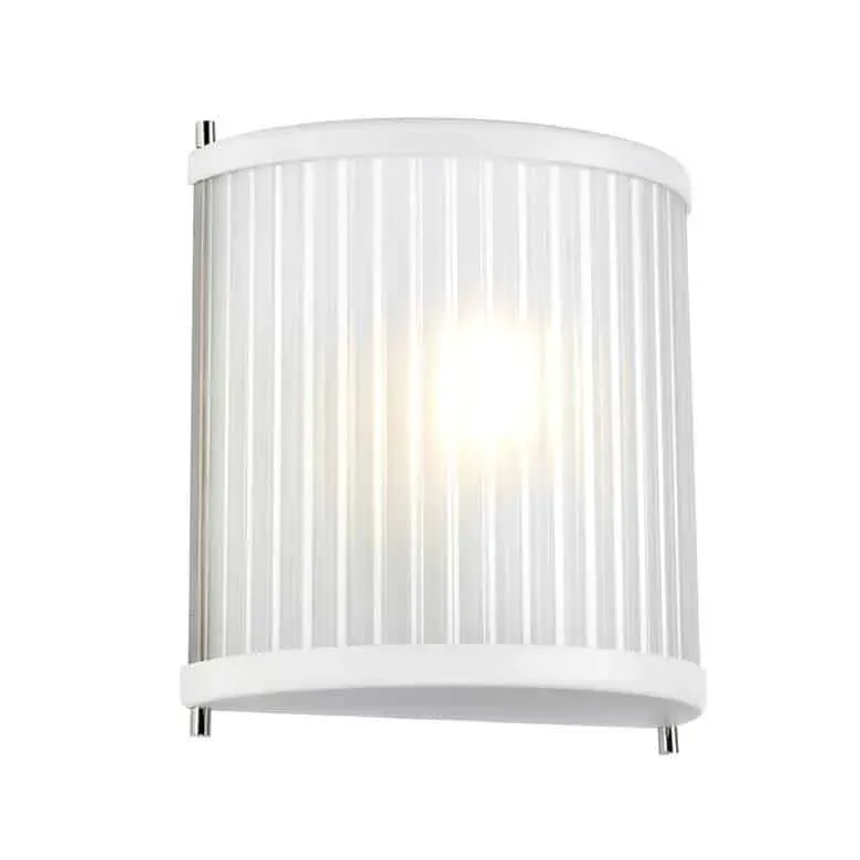 Kinkiet szklany biały z niklem DL-CORONA1-WPN z serii CORONA - Elstead Lighting Szybka wysyłka