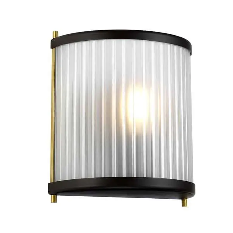 Kinkiet szklany prążkowany brązowo-mosiężny DL-CORONA1-BAB z serii CORONA - Elstead Lighting Ekspresowa dostawa