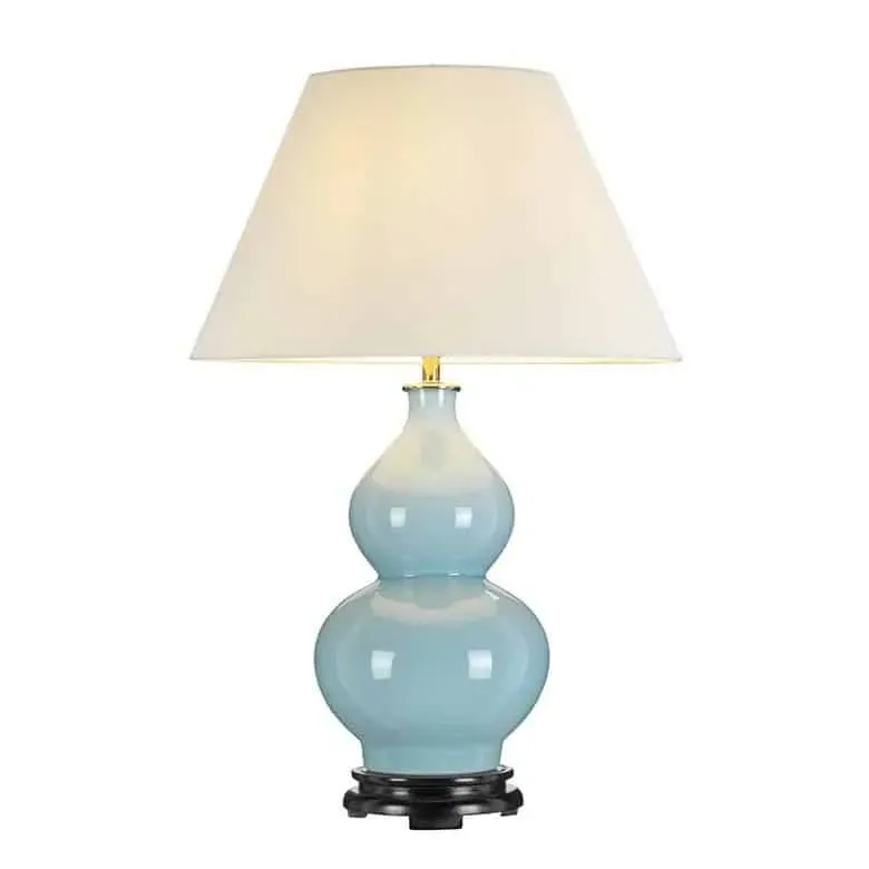 Lampa stołowa szklana niebieska z abażurem DL-HARBIN-TL-DEB z serii HARBIN - Elstead Lighting Rabat