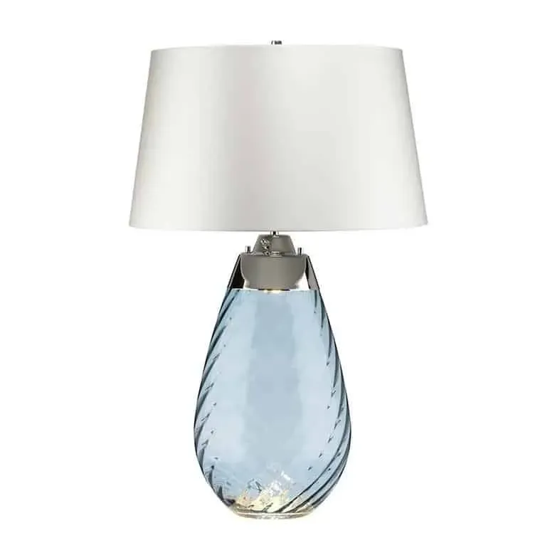 Lampa stołowa szklana niebieska z białym abażurem LENA-TL-L-BLUE-OWSS z serii LENA - Elstead Lighting Oferta czasowa
