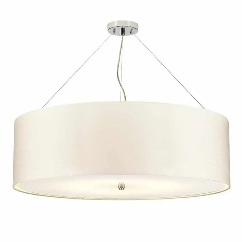 Lampa wisząca abażurowa ecru chromowana 7-punktowa DL-PEARCE34-7LT-IV-PC z serii PEARCE - Elstead Lighting Promocja